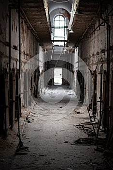 Prison corridor in disrepair