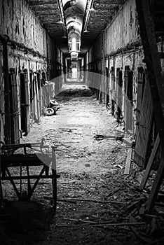 Prison corridor in disrepair