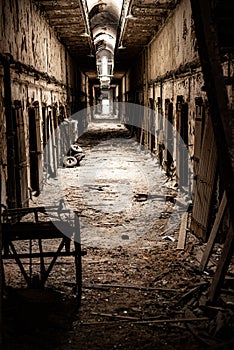 Prison corridor in disrepair