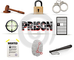 Prison & crime icon set