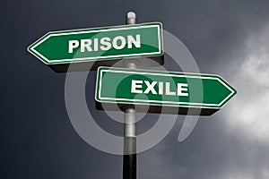 Prison or Exile - Direction signs photo