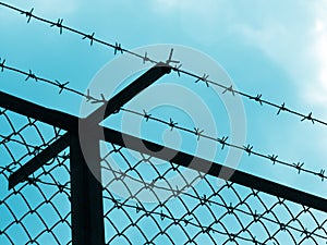 Prison fence silhouette