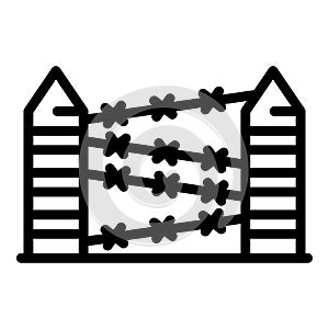 Prison fence wire icon, outline style