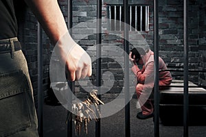 Prison guard with keys