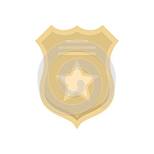 Prison guard shield icon flat isolated vector