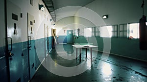 Prison hallway in high security facility