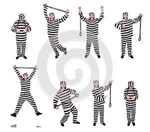 The prison inmate isolated on the white background