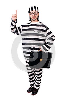 Prison inmate isolated on the white background