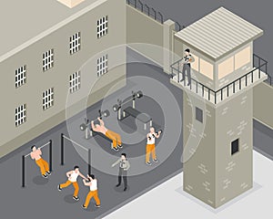 Prison Isometric Illustration