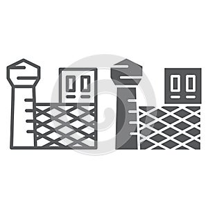 Prison line and glyph icon, building and security, jail sign, vector graphics, a linear pattern on a white background.