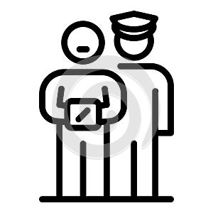 Prison man with guard icon, outline style