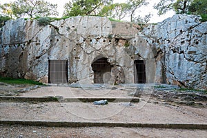 Prison of philosopher Socrates in Athens Greece.