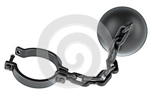 Prison Shackle with chain, 3D rendering