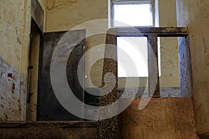 Prison stone stairs and metal door