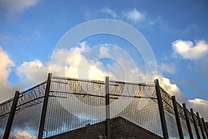 Prison walls and security fence. Peterhead, Scotland