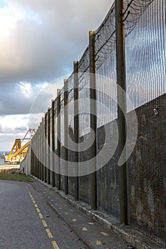 Prison walls and security fence. Peterhead, Scotland photo