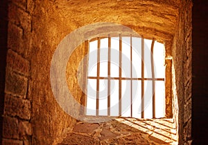 Prison window with bar inside Belfort citadel photo