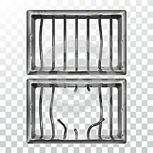 Prison Window And Broken Metallic Bars Set Vector photo
