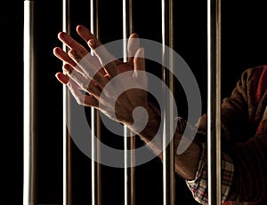 Prisoner behind bars photo