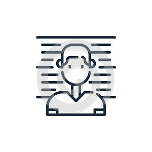 prisoner icon vector from law and justice concept. Thin line illustration of prisoner editable stroke. prisoner linear sign for