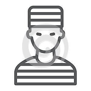 Prisoner line icon, crime and law, criminal sign, vector graphics, a linear pattern on a white background.