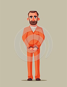 Prisoner in prison. Character design. Cartoon illustration