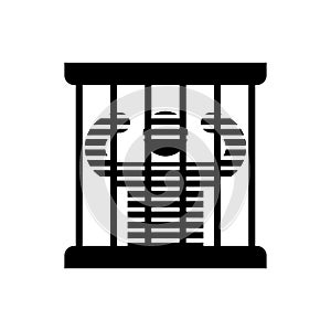 Prisoner in prison icon. Perpetrator and bars on windows. photo