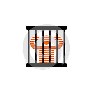 Prisoner in prison. Perpetrator and bars on windows. photo