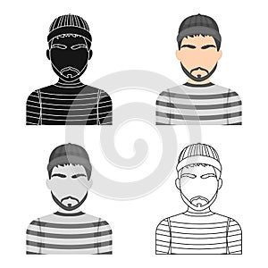 Prisoner in the prison robe. The offender is punished. Prison single icon in cartoon style vector symbol stock