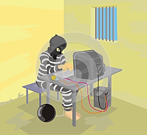 Prisoner using computer