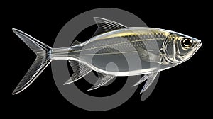Pristella Tetra, X Ray Tetra pristella maxillaris Aquarium Fishes on dark background. AI Generative