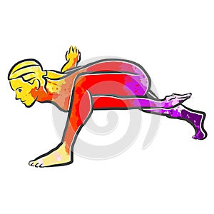 Pristhasana  Yoga Colorful Logo