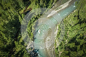 Pristine Alpine River Aerial Vista