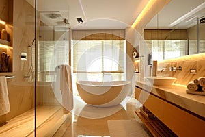 Pristine Bathroom spacious room. Generate Ai