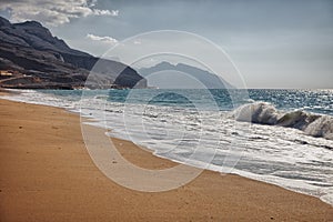 Pristine beach near Bukha, in Musandam peninsula, Oman.