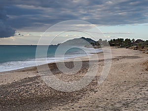 Pristine beach sea and sky in Cabo Pulmo