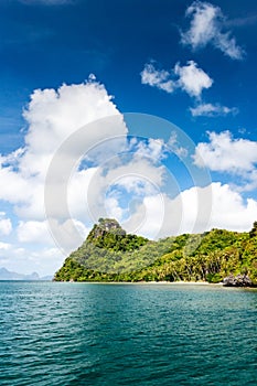 Pristine beach on a secluded island in El nido region of Palawan in the Philippines