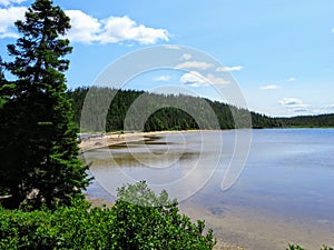 The pristine clear waters of Sandy Pond in Terra Nova National Park, Newfoundland and Labrador, Canada.