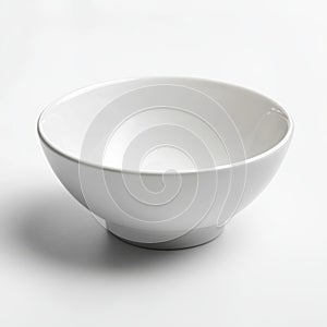 Close-up ceramic empty bowl simple design on white background