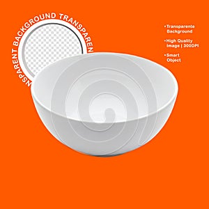 Empty White Ceramic Bowl Isolated on Transparent Background