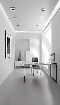 Pristine Minimalist Office Space, Made with Generative AI
