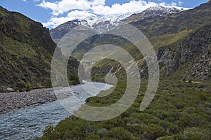Pristine river in Valle Chacabuco, northern Patagonia, Chile. photo