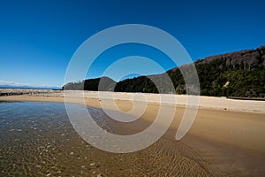White sand beach in the Abel Tasman National Park, Bark Bay, New Zealand
