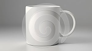 Blank White Ceramic Mug Mockup on Gray Background