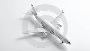 White Model Airplane on Clean White Background