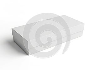 A pristine white rectangular box with a lid resting on a plain background