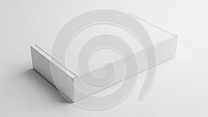 A pristine white rectangular box resting on a plain white background