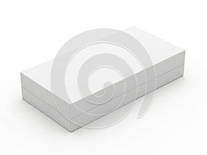 A pristine white rectangular box sitting on a plain white background