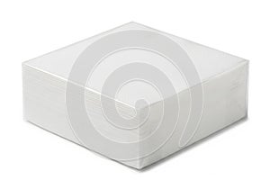A pristine white rectangular box with a smooth, glossy finish and sharp edges