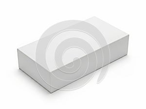 A pristine white rectangular box standing alone against a stark white background